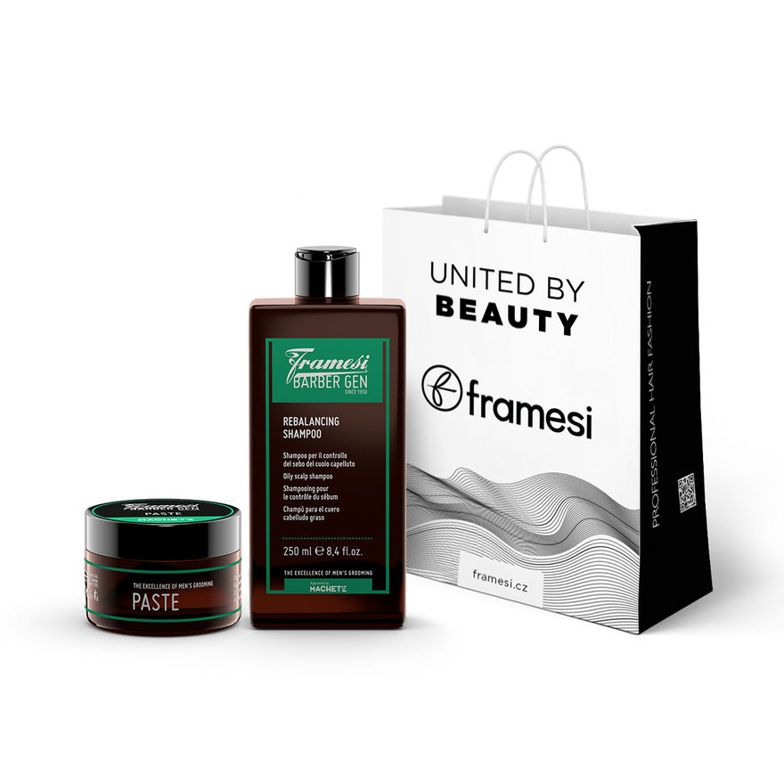 Dárkový set Barber Gen pro styling bez mastných vlasů | šampon a pasta na vlasy