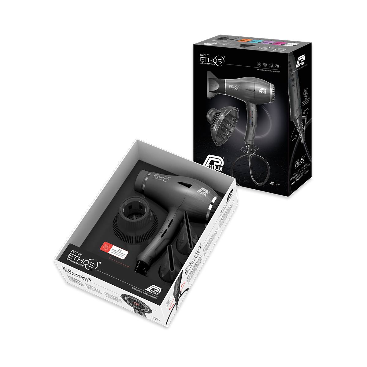 Set Parlux Ethos | Ionizační fén Ethos + difuzér Magic Sense | titan lesk (obrázek 4)