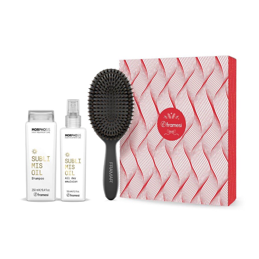 Vánoční balíček Sublimis | šampon 250 ml + emulze 150 ml + kartáč na vlasy