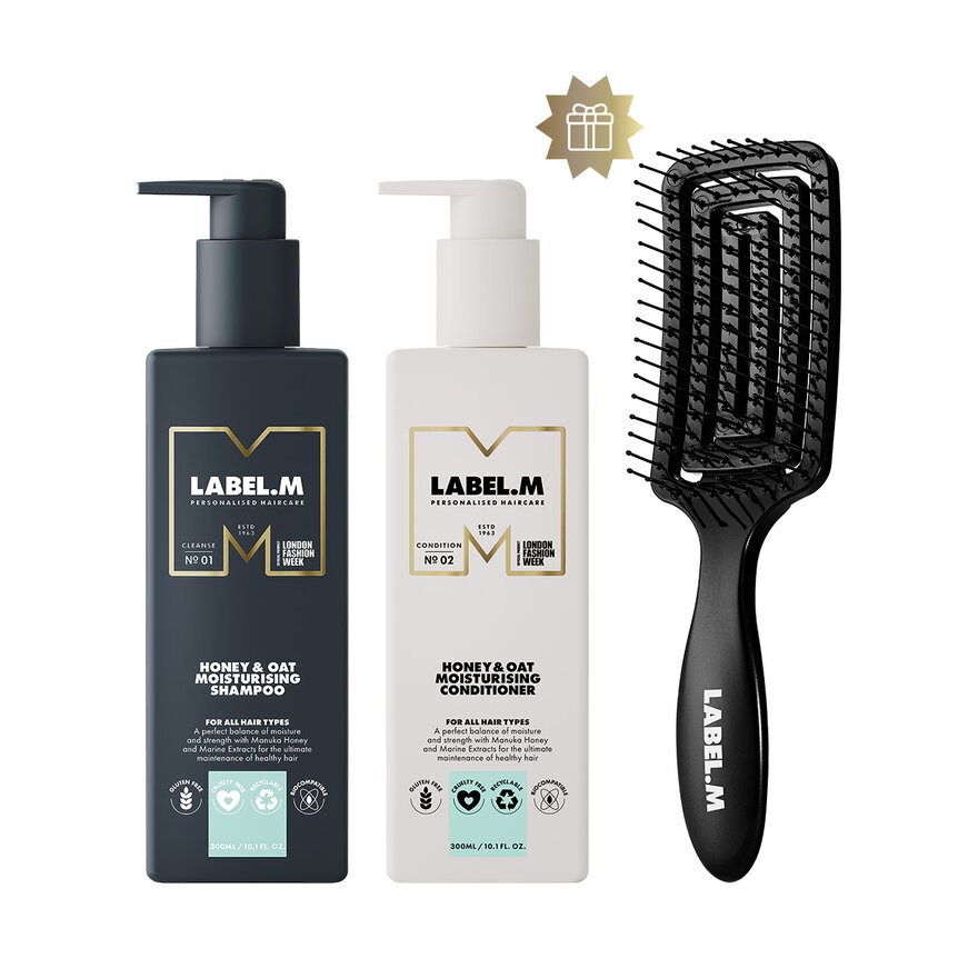 Výhodný set Honey & Oat | šampon a kondicionér + dárek kartáč