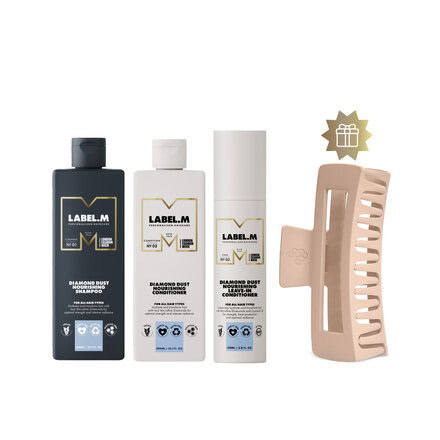 Set Diamond Dust | Výživující šampon, kondicionér a Leave-in ve spreji + skřipce jako dárek