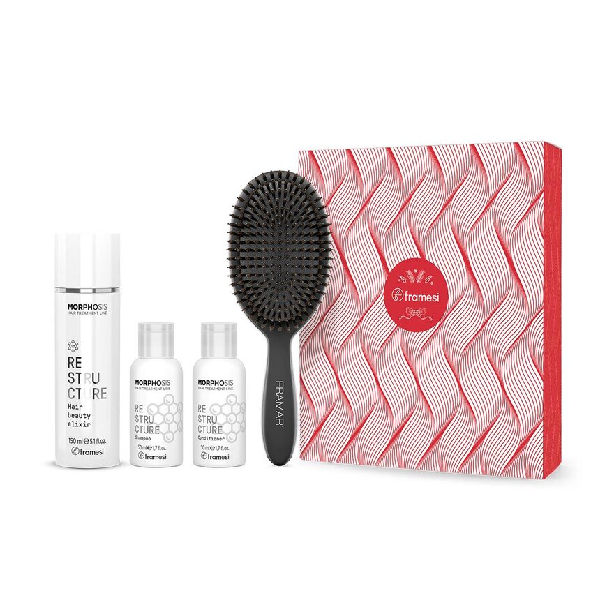Vánoční balíček Restructure | Elixír krásy 150 ml + mini set šampon a kondicionér 50 + 50 ml + kartáč na vlasy