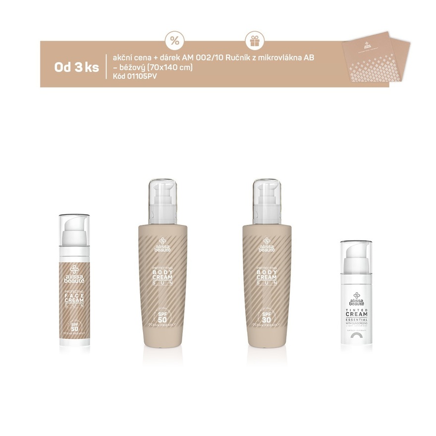 Letní set | produkty Sun od 3 ks za akční cenu + dárek plážová osuška z mikrovlákna