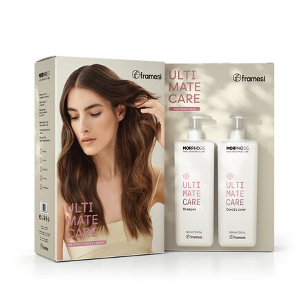 Maxi kit Ultimate Care pro obnovu přetížených krepatých vlasů | šampon 1 000 ml + kondicionér 1 000 ml