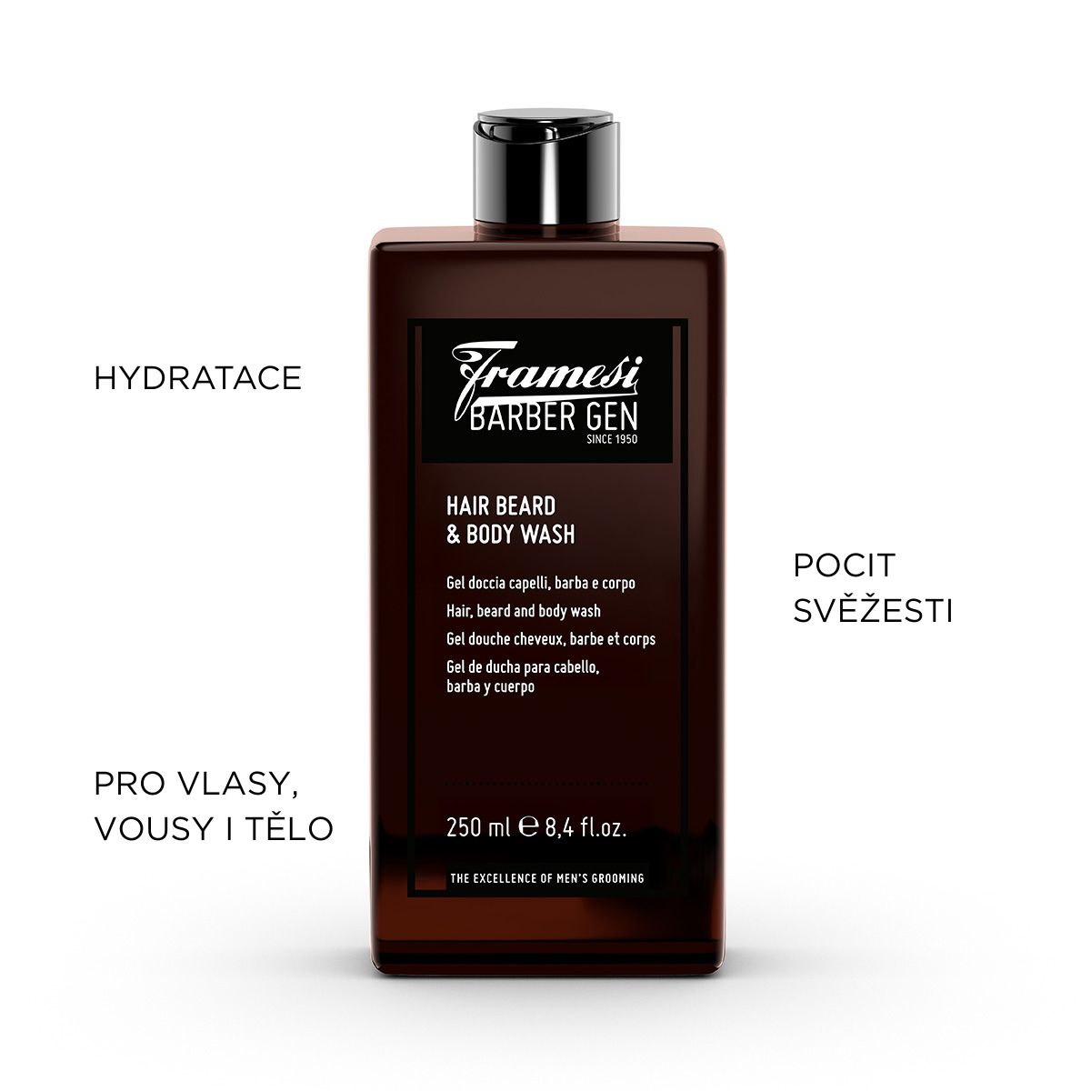 Šampon na vlasy, vousy a tělo Barber Hair Beard & Body wash | 250 ml (obrázek 4)