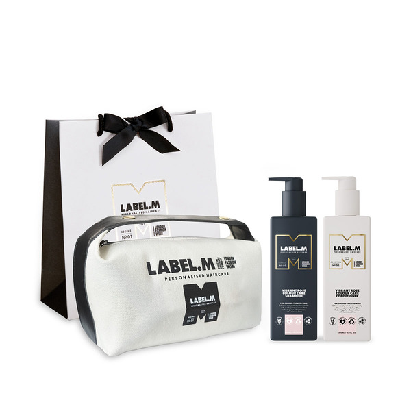 Výhodný set Vibrant Rose Label.M | šampon a kondicionér + dárek taštička