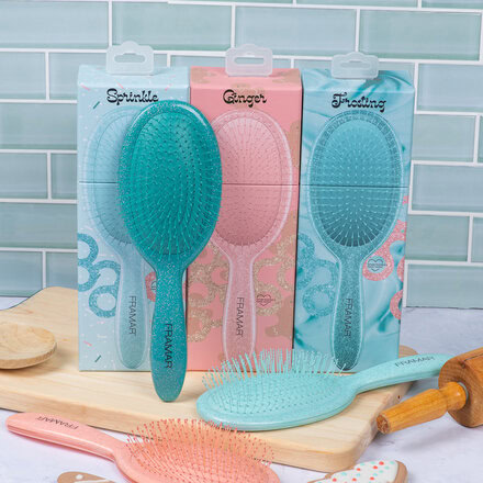 Sada kartáčů Framar Detangle Cookie Cutter | 9 ks + expozitor