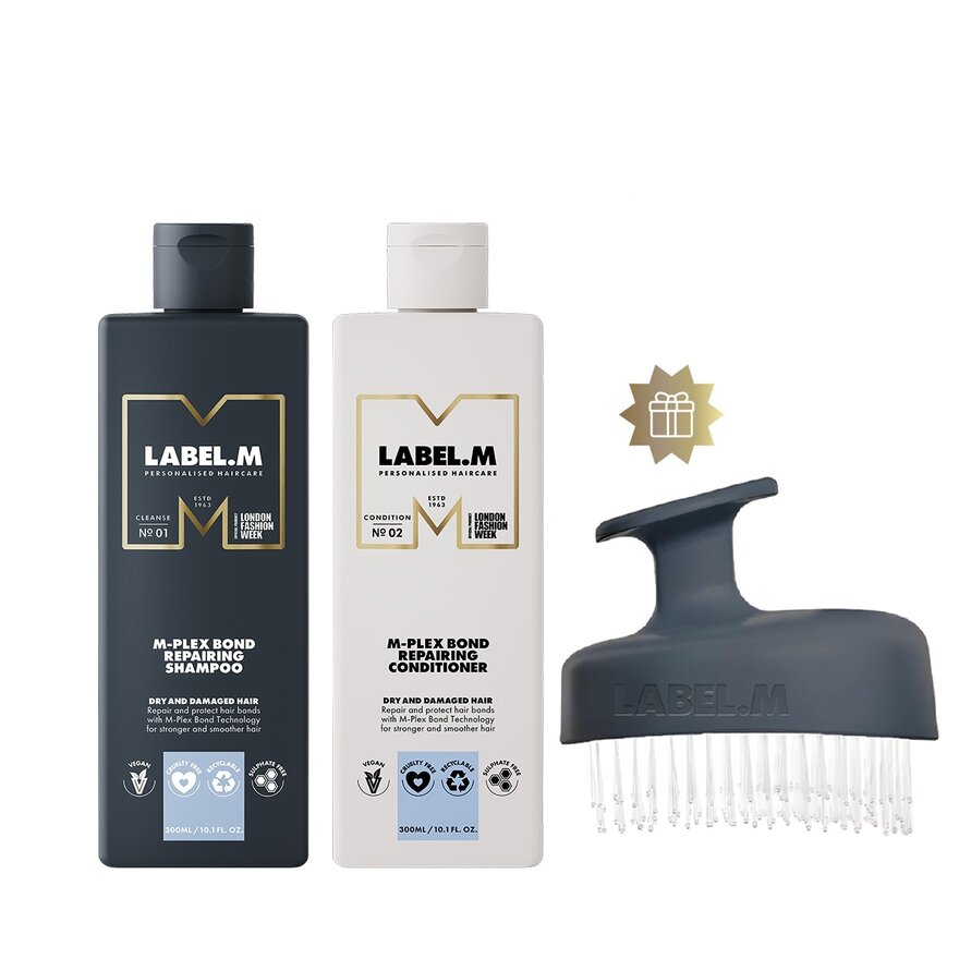 Set M-Plex Bond Label.M | šampon a kondicionér + dárek masážní kartáč