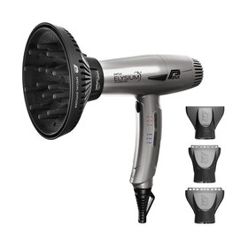 Set Parlux Elysium | Ionizační fén Elysium + difuzér Magic Compact | kovově šedý